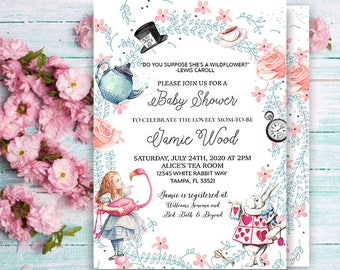 Alice In Wonderland Invitation-Baby Shower Invitation-Tea Party Invitation -Shower Tea-Wonderland tea party-vintage-printable-you print