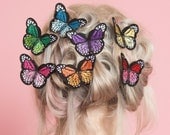 Butterfly Hair Clips Embroidery Bridal Rainbow Wedding Fascinator Hat Set of 7