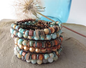 Beaded Wrap Bracelet-Wrap Bracelet-Beaded Bracelet-Boho Bracelet-Unique Jewelry for Sister-Elegant Bohemian Jewelry-Swarovski Pearl Bracelet