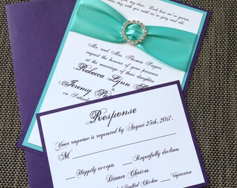 Turquoise and Purple Layered Invitation