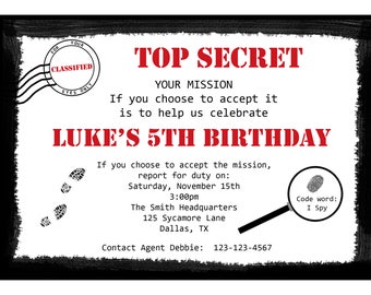 Top Secret Birthday Invitations 3