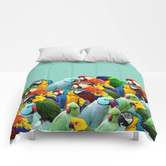 Parrots Duvet Cover or Comforter Bedding Retro Bedspread