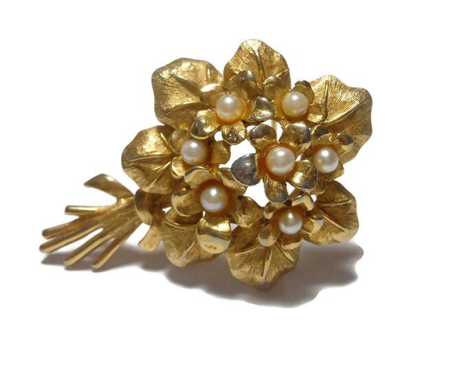Boucher violets brooch with cultured pearl part of the Flower of the Month series, February birthday gift, numbered 8368
