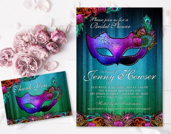 Masquerade Bridal Shower Invitations 2