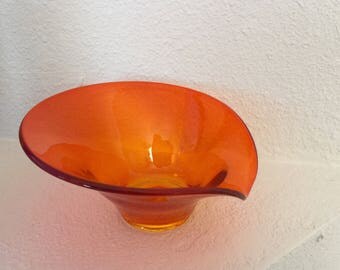 Vintage Viking Glass Bowl in Bright Orange