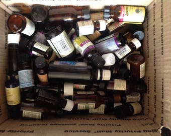6 Pound Box of Used Empty Essential Oil Amber Glass Bottles Various Sizes For Aromatherapy Lets Recycle