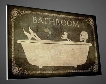 Bathroom Sign Halloween skulls door signswc signrestroom Bathroom Sign Halloween skulls door signswc signrestroom