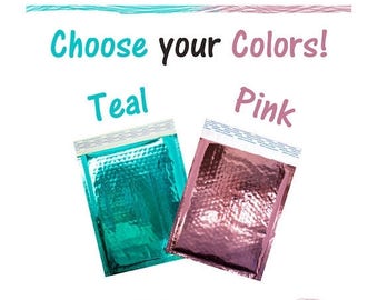 On Sale 100 Pack 6x10" ~NEW~ RosePink or Teal Metallic Mirrored Foil Bubble Mailers Self Seal Envelopes #0 Padded Mailing Shipping Envelopes