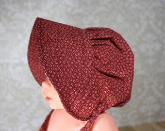 Prairie Bonnet, Pioneer Bonnet, Frontier Bonnet, Sun Bonnet, Historic, Sun Hat, Hat, Infant Girl's Bonnet, FREE SHIPPING!