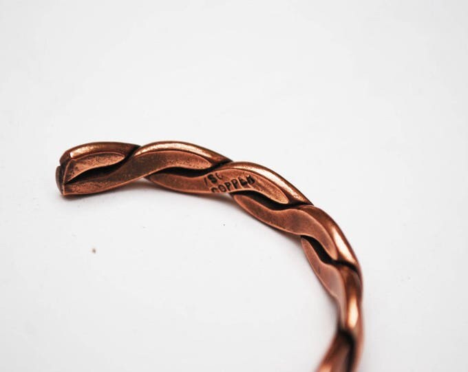 Copper Cuff Bracelet- braided twisted copper bangle