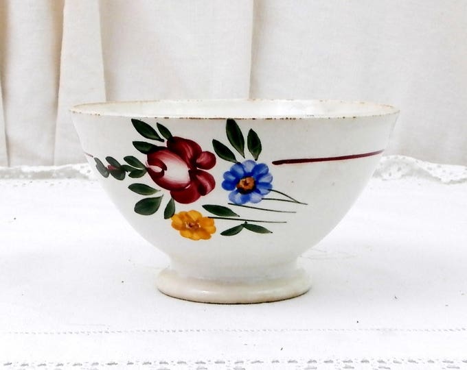 Antique Hand Painted Farmhouse Coffee Bowl with Flower Pattern from France by Sarreguemines, French Country Café au Lait, Cottage Kitchen Antique Hand Painted Farmhouse Coffee Bowl with Flower Pattern from France by Sarreguemines, French Country Café au Lait, Cottage Kitchen