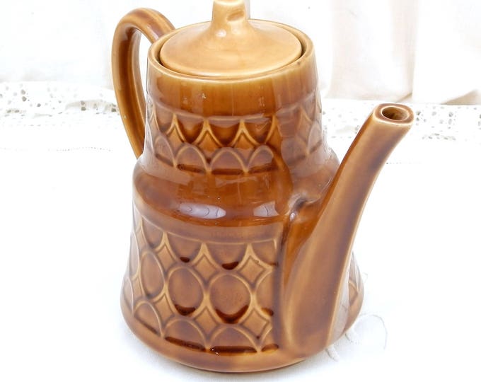 Vintage Mid Century Modern Ceramic Coffee Pot with Geometric Pattern, 1960s Pottery Tea Pot, Retro Kitchen Decor
