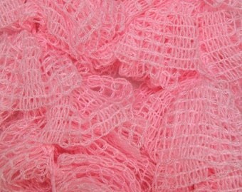 Pink Plaid ruffles scarf - handmade