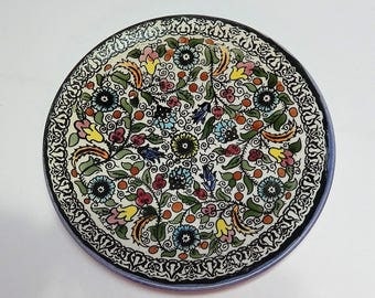 Vintage Decorative Floral Ceramic Plate, 8 1/2" Diameter