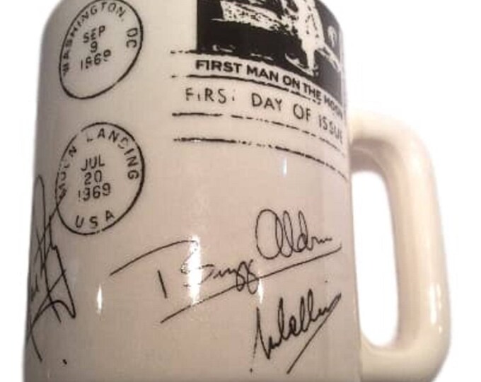 Unique Coffee Mug, First Landing on the Moon, Porcelain Mug, Signed, 1st Issue Coffee Cup, Buzz Aldrin, Neil Armstrong, Michael Collins