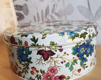 Lovely vintage floral metal tin from England