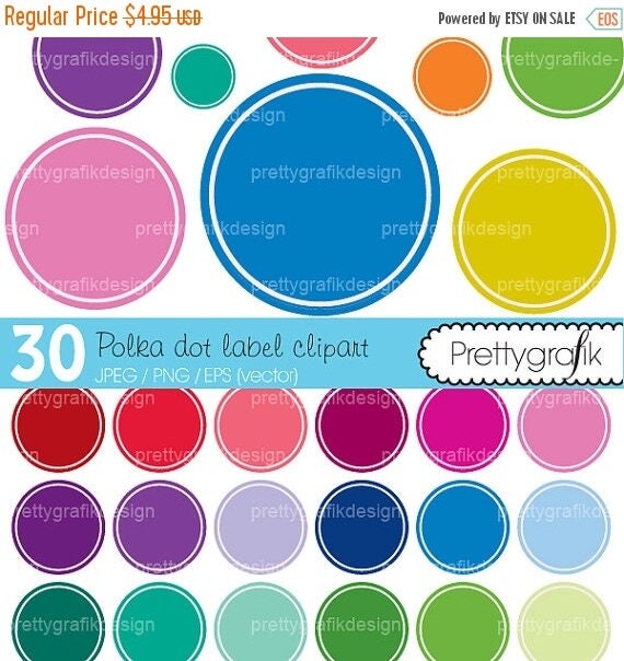 80% OFF SALE 30 polka dot label clipart commercial use, vector graphics, digital clip art, digital images - CL466 Il_570xn