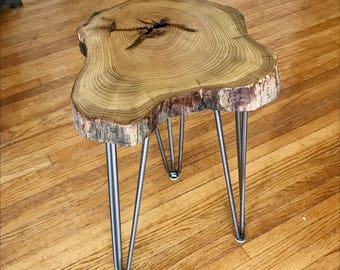 Live Edge Coffee Table of Locust Slab Wood, Live Edge Accent Table, End Table, Wood End Table, Side Table
