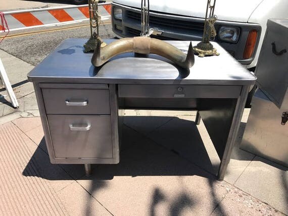 Small tanker desk brushed steel
