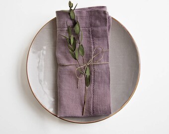 SALE! Set of 2 Ashes of Roses Linen Napkins with Hemstitch
