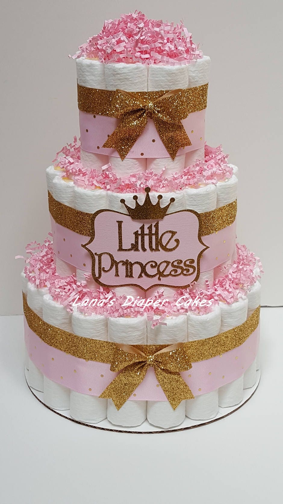 Pink And Gold Little Princess Diaper Cake Baby Shower