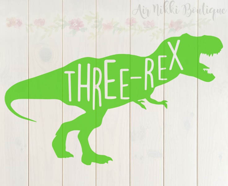 Three-Rex third birthday three Dinosaur T-rex SVG PNGDXF