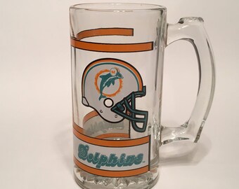 Vintage Miami Dolphins Glass Mug- 1990's
