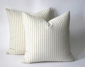 Grey Ticking Stripe pillow cases by Pillomatic / Solid grey Pillow Cover / Grey Ticking Pillow Cover / Machine washable pillow case-Ha30