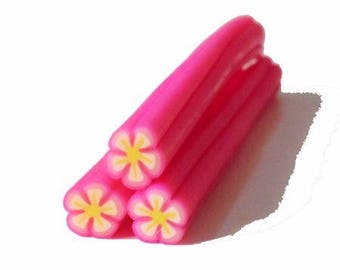 1 x pink/yellow flower fimo cane