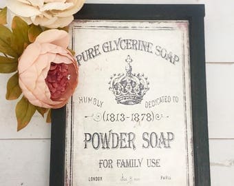 vintage powder room sign