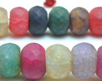15 inches of Fire Agate matte rondelle beads in 10x14mm