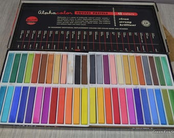 Vintage New in Box AlphaColor by Weber Costello 48 Square Chalk Pastels