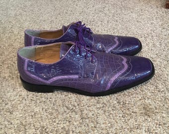 Vintage 1980's Roberto Chillini PURPLE Faux Leather Loafer Rockabilly Shoes size 13/Gangster/Pimp Shoes/