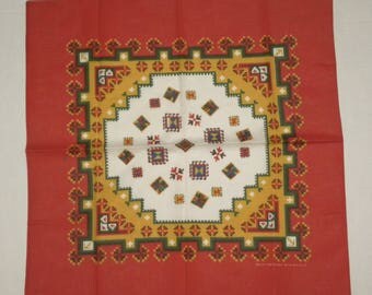 Vintage Southwestern Bandana / Rust South West Pattern / Made USA 23.5" x 23"