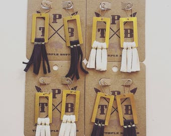 Brass Deerskin Fringe Earrings