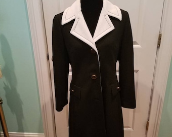 Vintage 60's Black and White Lilli Ann Ribbed Coat