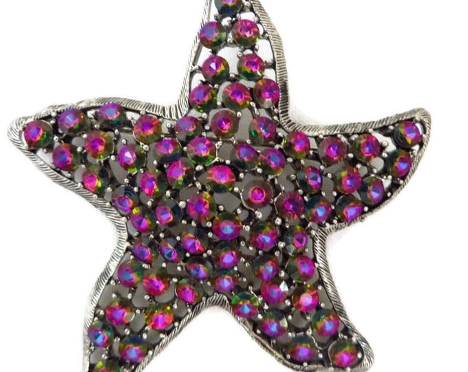 Rhinestone Starfish Brooch - Pink Rhinestones, Signed Weiss Jewelry, Gift for Her, Gift Box