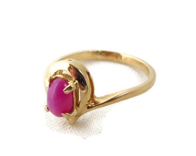 14K Gold Pink Star Sapphire Ring, Vintage Promise Ring, Anniversary Gift, Size 5.25