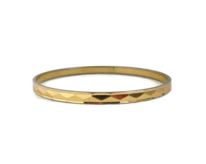 Vintage Monet Bangle | Gold Tone Triangle Pattern Skinny Bangle Bracelet