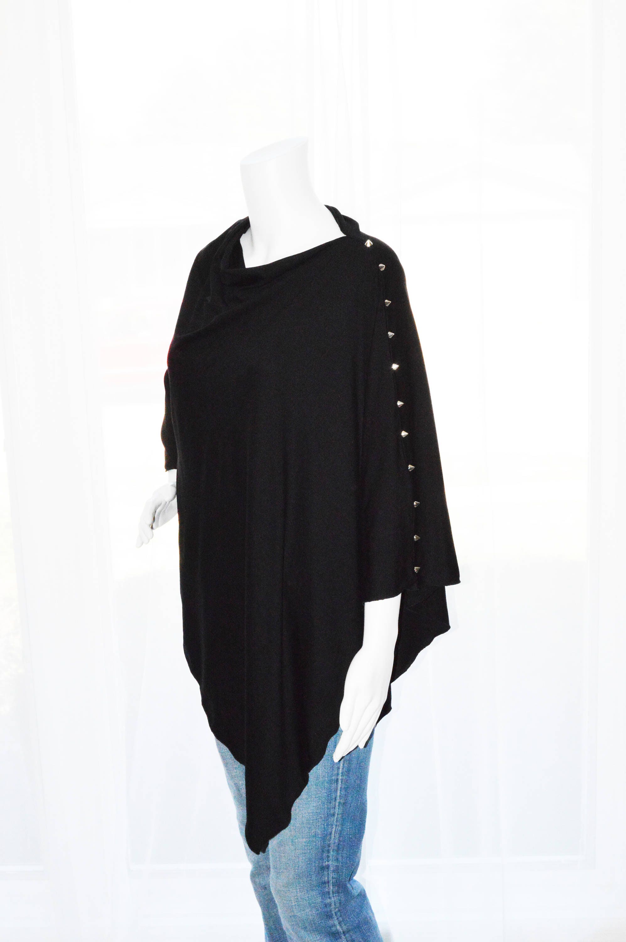 Black Studded Poncho/ Nursing Poncho/ Punk Rock Nursing Cover/