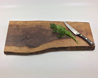 Walnut wood cutting board / Wood serving tray / cheese board with natural live edge Ready to Ship