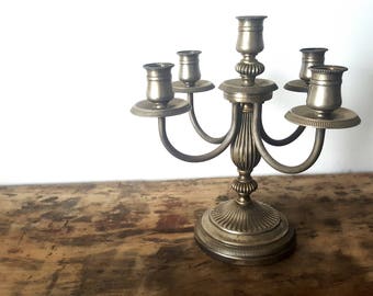 French Vintage Brass Candelabra, Candle Holder/ French decor / Boho chic/ French romantic /Wedding decor/ French country