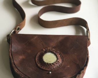 Beautiful messenger bag - W/ Moss green stone!