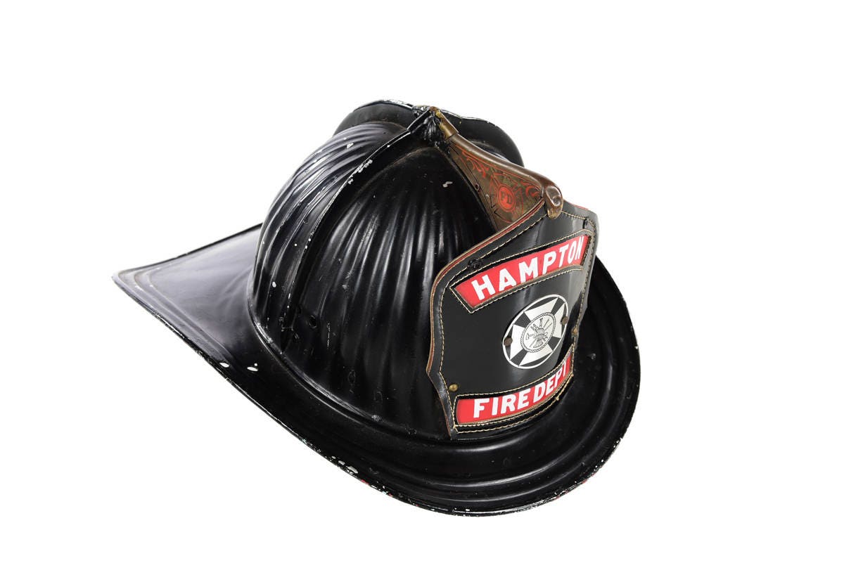 Hampton Fire Department Vintage 1930s Firefighter Helmet