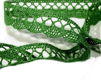 6183 - 18 mm Green cotton lace trim Ribbon