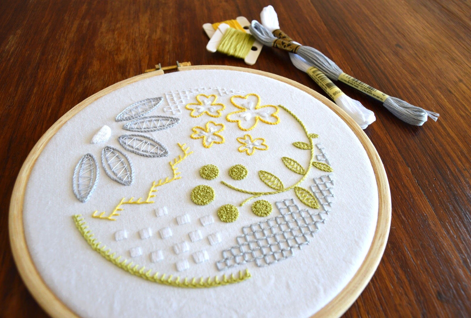 Mock Whitework hand embroidery pattern modern embroidery