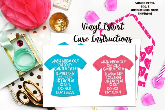 Vinyl T-Shirt Care Instructions Printable 4x6 DIY Print at