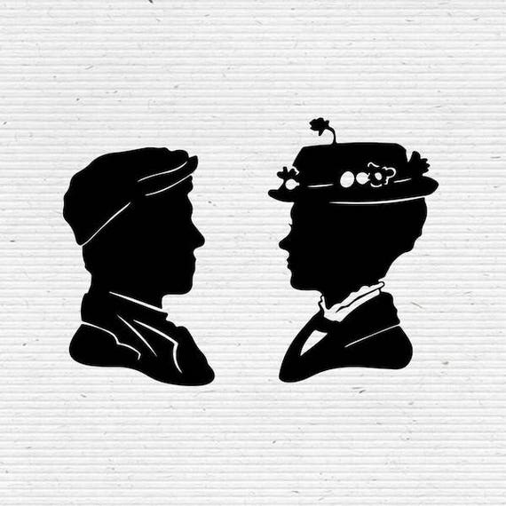 Download Mary Poppins and Bert Silhouette SVG Cutting File ...