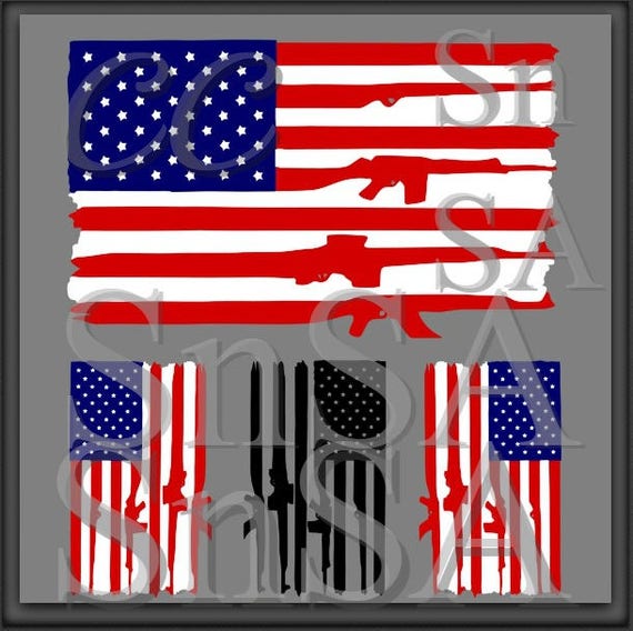 Download Rifle Flag SVG Gun Memorial America USA 2nd Distressed Thin