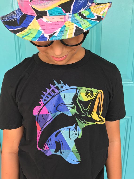 Fishing t-shirt - Colorful Fish Silhouette t-shirt - Fishing T-shirt for Bass Fisherman - Fishing Gifts for Him - Fishing Gifts